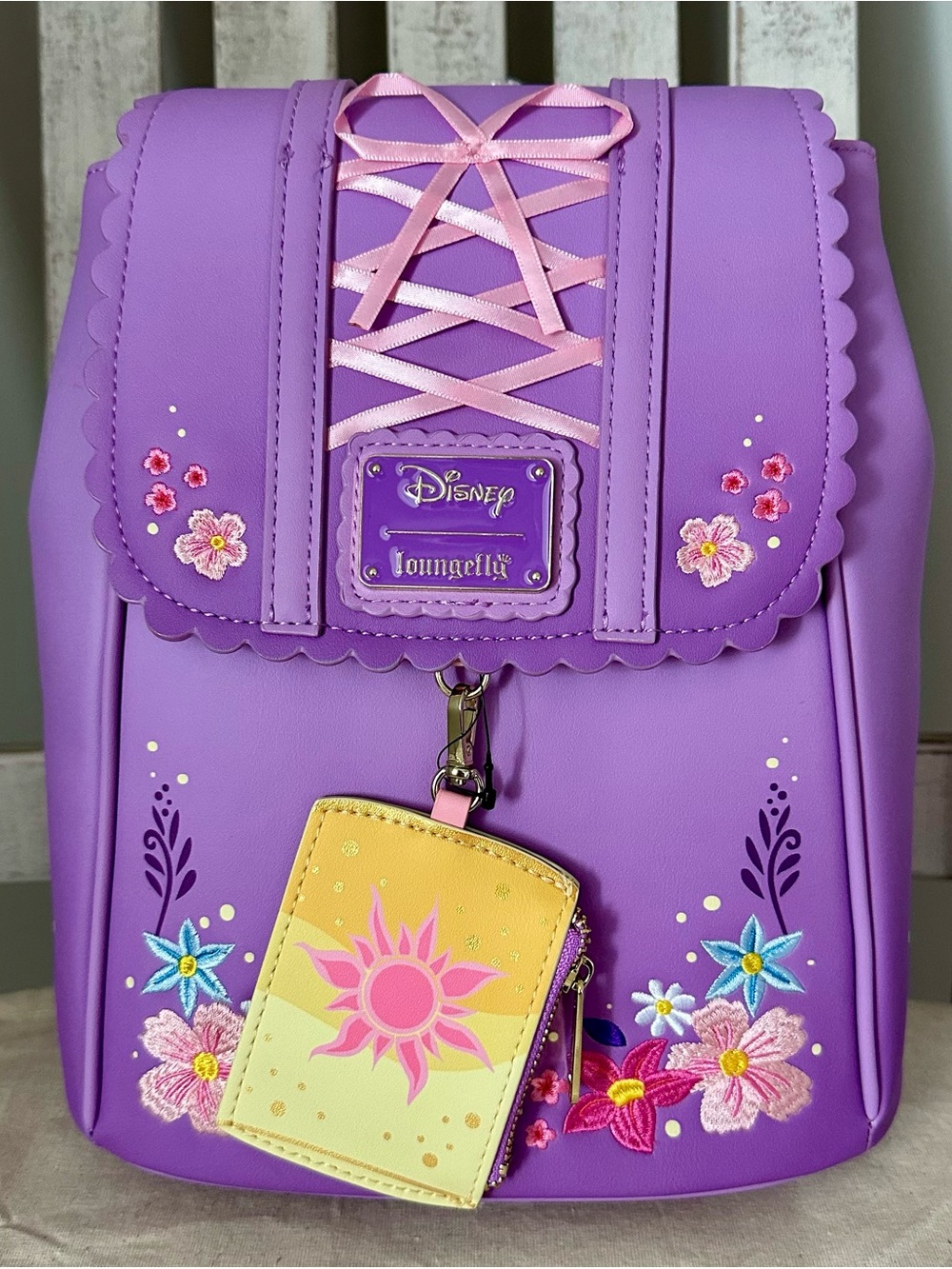 Loungefly Tangled Rapunzel’s Exclusive Floral Flap Mini Backpack with Coin Bag